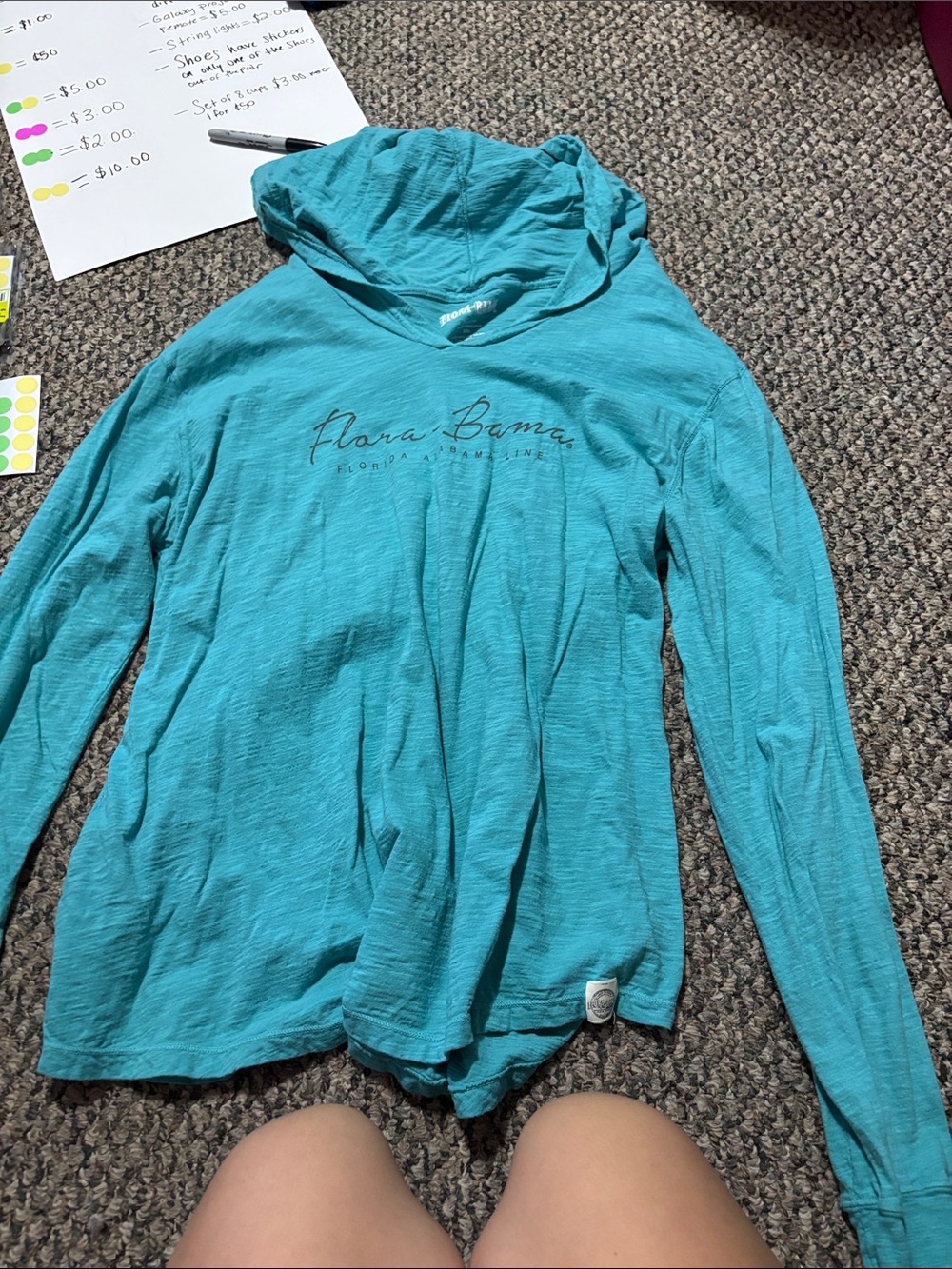 Teal Long Sleeve Hoodie Tee